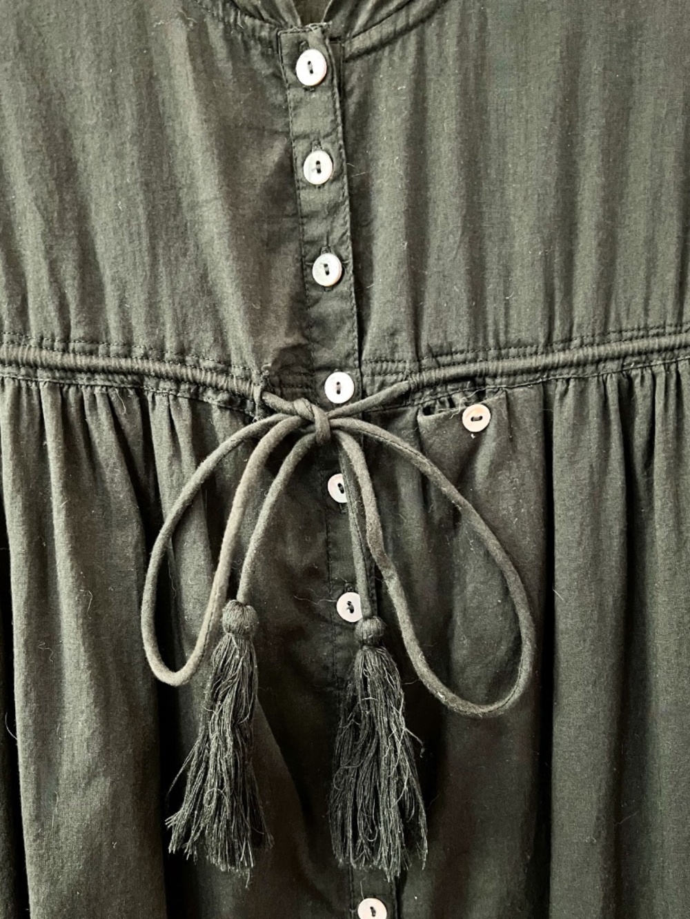 Natural Life Black Cotton Button Front Maxi Shirt Dress L Chic Hippie - Picture 2 of 5
